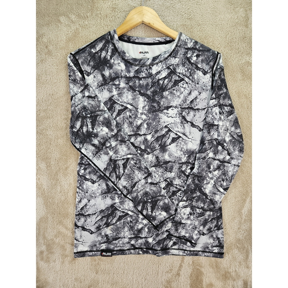 PAJAR Crewneck Shirt Graphic Black-and-White Marbled/Camo Pattern Size L